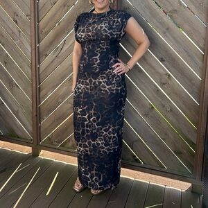 BRAND NEW Mars The Label leopard maxi print dress with corset